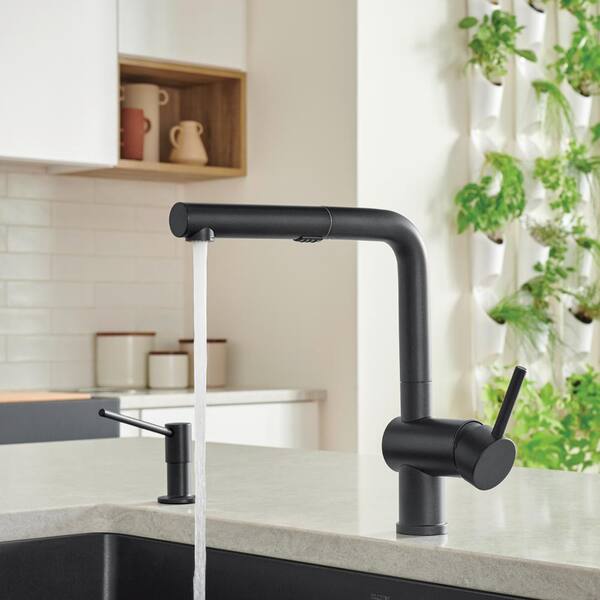 Linus Single-Handle Pull Out Sprayer Kitchen Faucet in Coal Black