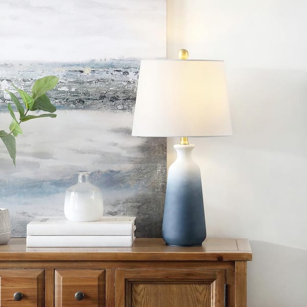 Narem 23 in. White/Blue Table Lamp