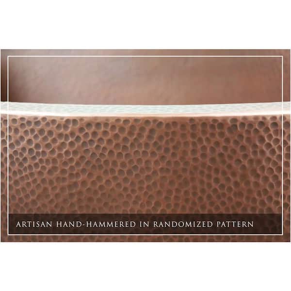 Luxury Medium Patina 12-Gauge Copper 33 in. Single Bowl Farmhouse Apron Kitchen Sink with Accs and Curved Front