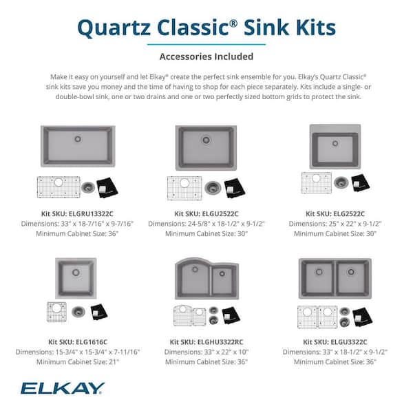 Quartz Classic White Quartz 33 in. Single Bowl Undermount Kitchen Sink with Bottom Grid and Drain