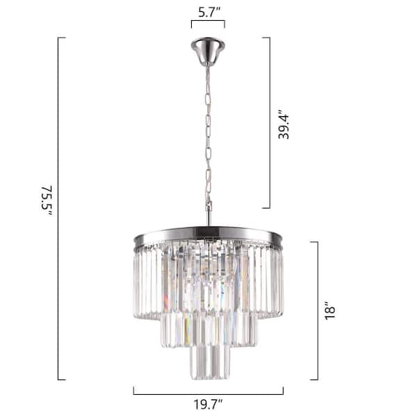 Annapolis 7-Light Chrome/Clear Unique Tiered Chandelier with Crystal Accents