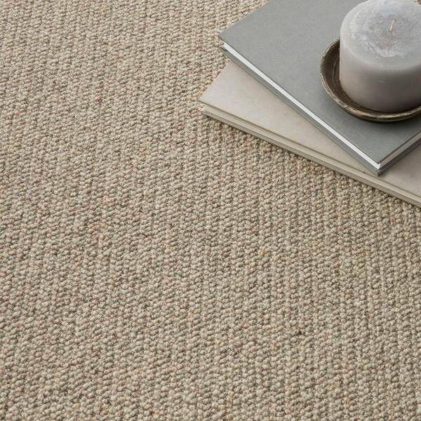 Hampton Rib - Cobblestone - Beige 13.2 ft. 32 oz. Wool Loop Installed Carpet