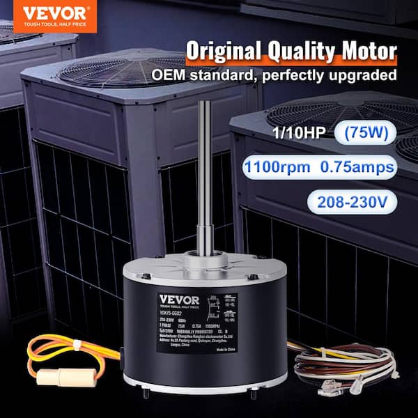 Condenser Fan Motor 1/10 HP 1100 RPM Condenser Motor 75 Watt Reversible Rotating Explosion-proof CBB65 5?F Capacitor