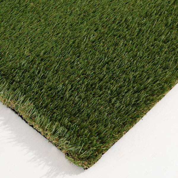 56 oz. 7.5 ft. x 9 ft. Field/Olive Green Artificial Grass Rug
