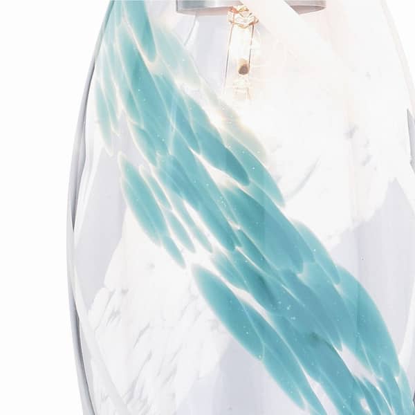 Milano 1-Light Satin Nickel Mini Pendant Ceiling Light Blue Glass