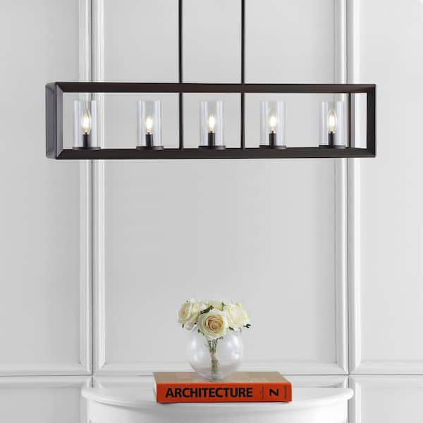 Anna 38.5 in. 5-Light Oil Rubbed Bronze Metal/Glass LED Pendant