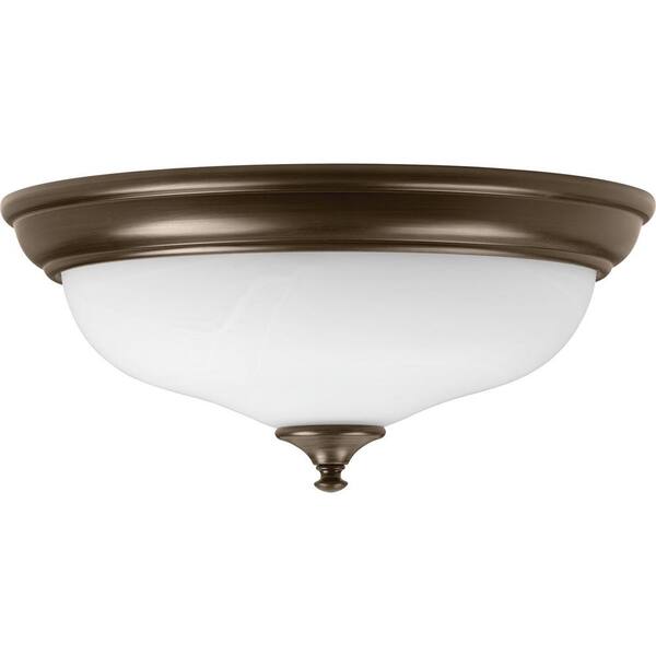 15 in. Alabaster Collection 28 -Watt Antique Bronze Integrated LED Flush Mount