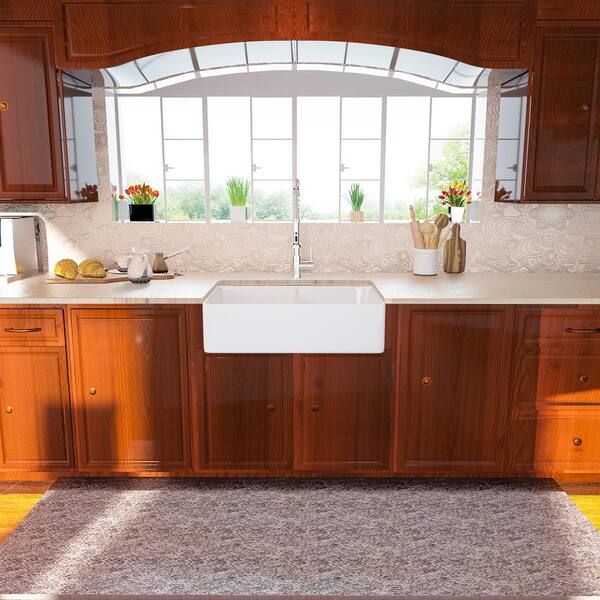 White Fireclay 32 in. Double Bowl Farmhouse Apron Front Kitchen Sink