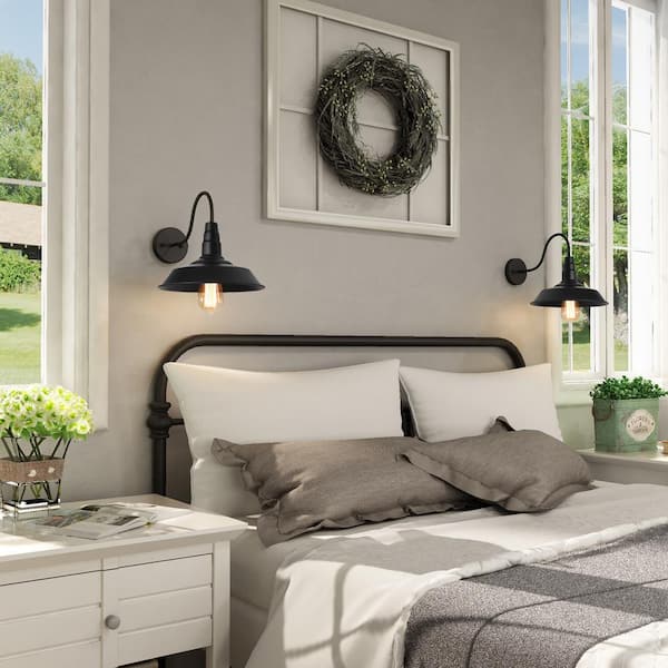 1-Light Black Industrial Classic Wall Sconce Barn Light Farmhouse Gooseneck Barn Vanity Wall Lamp