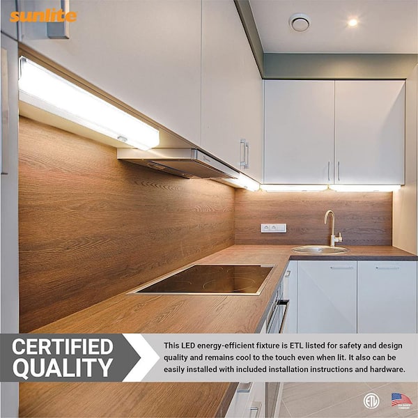 Hardwired 18 in. LED White Dimmable Linkable Under Cabinet Light, Color Selectable CCT 3000K 4000K 5000K