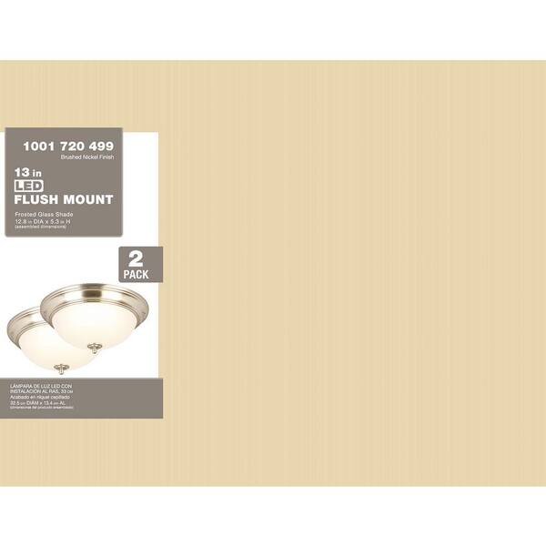 13 in. Brushed Nickel LED Flush Mount (2-Pack)