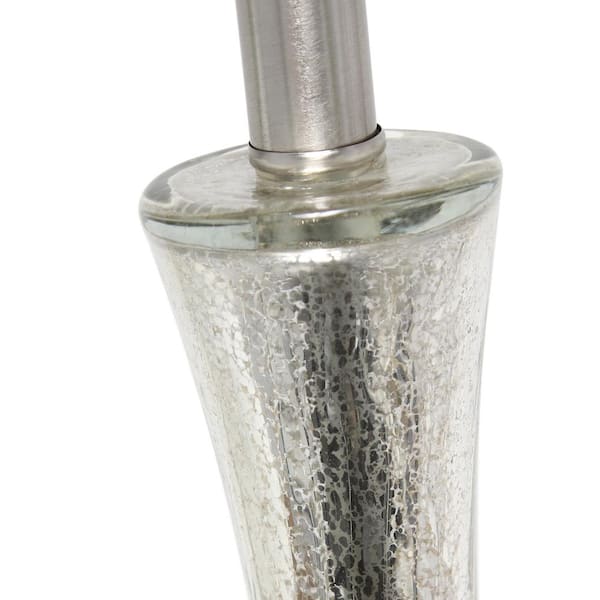29 in. Speckled Mercury Tear Drop Table Lamp with White Fabric Shade
