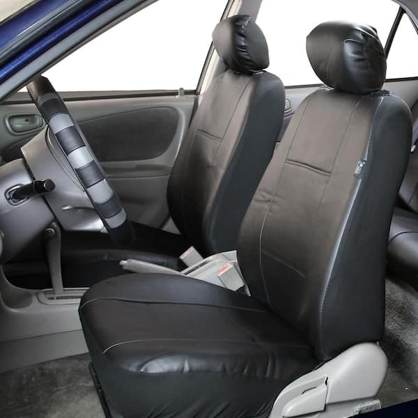 Premium PU Leather 47 in. x 23 in. x 1 in. Half Set Front Seat Covers