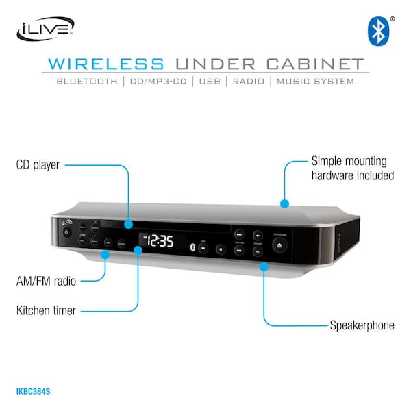 Bluetooth Under Cabinet Music System with CD Player