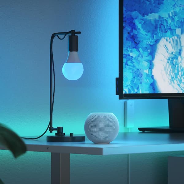 Essentials Matter A19 Smart Bulb Bright White and Color 60-Watt Equivalent- Thread and Bluetooth (3-Pack)