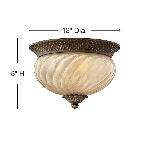 Plantation 2-Light Pearl Bronze Outdoor Flush Mount Light