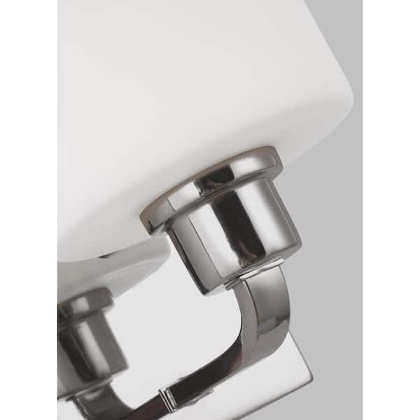 Canfield 5.5 in. 1-Light Chrome Vanity Light with Etched/White Inside Glass Shades