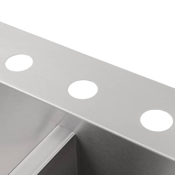 Vault Drop-In Farmhouse Apron Front Self-Trimming Stainless Steel 36 in. 4-Hole Double Bowl Kitchen Sink