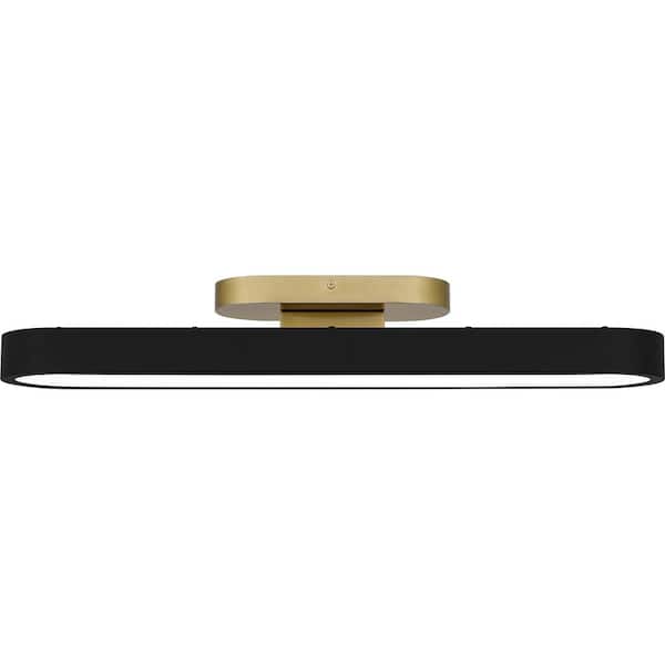 Vanderhoven 27.5 in. 33-Watt Matte Black and Gold Integrated LED Flush Mount