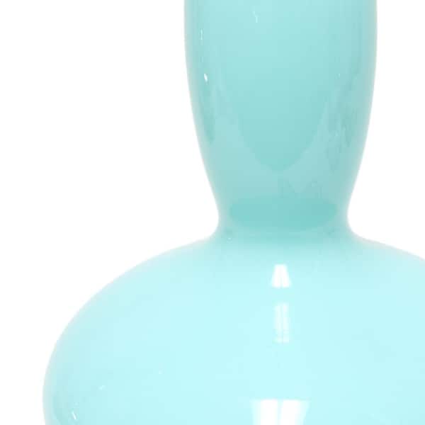 23.5 in. Seafoam Glass Dollop Table Lamp with White Fabric Shade