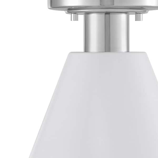 Finley 8 in. 1-Light White and Chrome Semi-Flush Mount Ceiling Light Fixture with Metal Shade