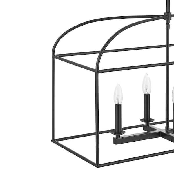 40 in. 8-Light Black Caged Kitchen Island Pendant Chandelier