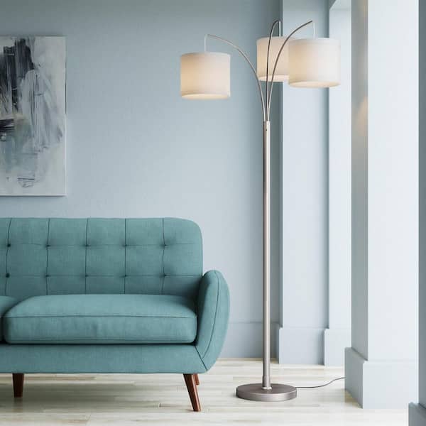 78 in. Height 3-Arc Floor Lamp - Brushed Nickel Finish