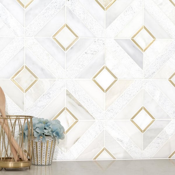 Verona Gold Pattern 11.85 in. x 11.85 in. Honed Multi-Surface Mesh-Mounted Mosaic Tile (9.8 sq. ft./Case)