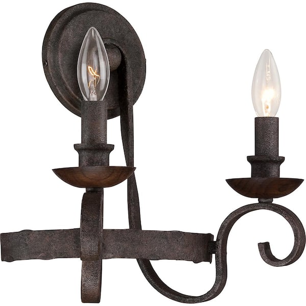 Noble 2-Light Rustic Black Wall Sconce