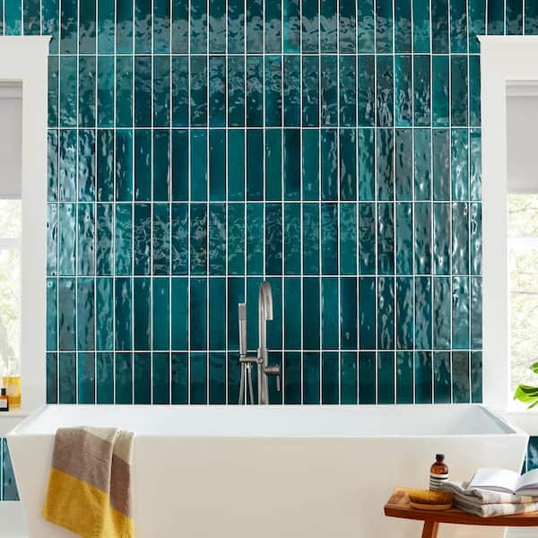LuxeCraft Arteko Deep Teal 3 in. x 12 in. Glazed Wall Ceramic Tile (12 sq. ft./case)