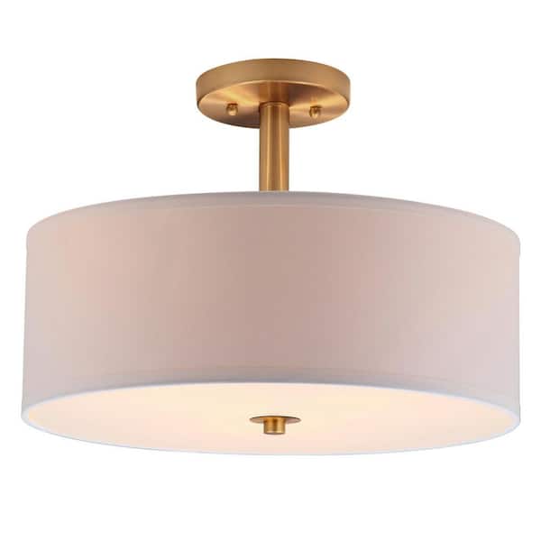 Clara 16 in. 3-Light Gold Semi-Flush Mount Light