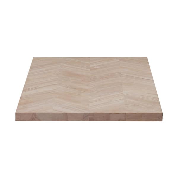 6 ft. L x 25 in. D Unfinished Hevea Chevron Solid Wood Butcher Block Countertop With Square Edge