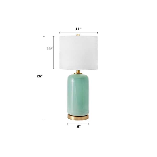Bell 26 in. Green Traditional Table Lamp with Shade