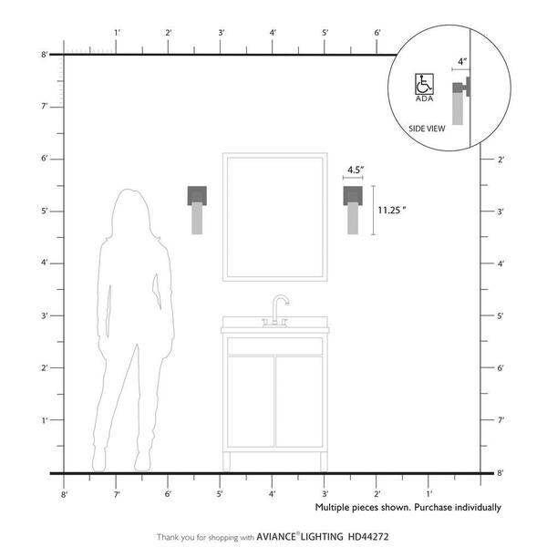 Aspen 1 Light Polished Chrome ADA Wall Sconce