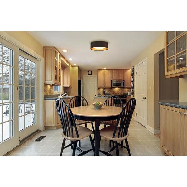 Orme 12 in. W x 4.33 in. H 1-Light Black/Gold LED Flush Mount with White Plastic Diffuser