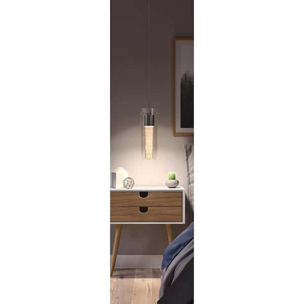 Essence 7.5-Watt 1 Light Chrome Modern Integrated LED Mini Pendant Light Fixture for Kitchen Island