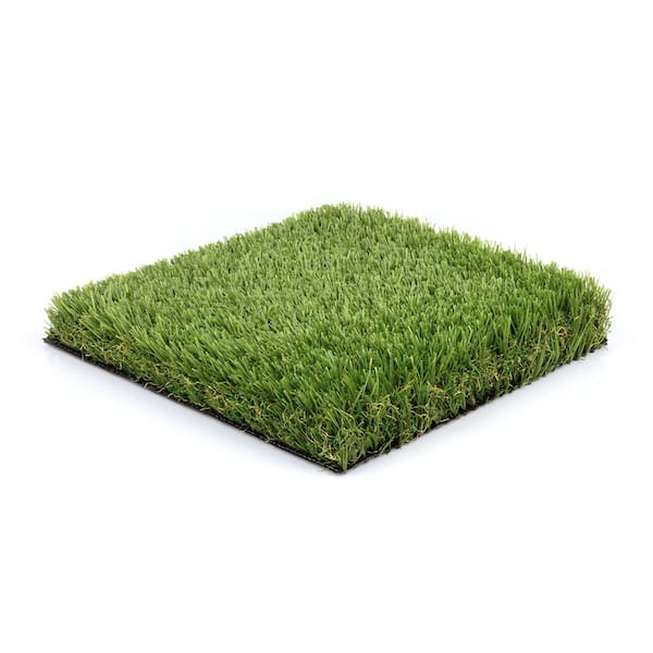 15 ft. W x Cut to Length Green and Tan Quick Draining Artificial Grass Turf