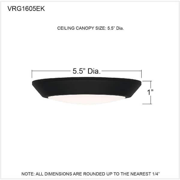 Verge 5.5 in. Earth Black LED Flush Mount with White Acrylic Shade