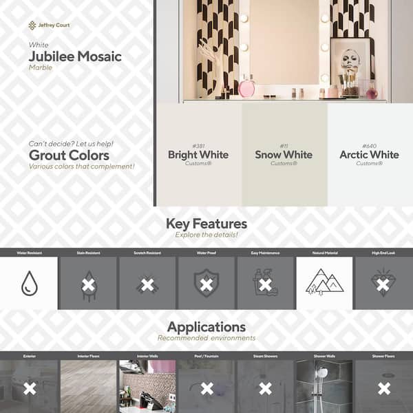 Jubilee White/Black 11.875 in.x 9.375 in.Polished Thassos/Nero Marquina Marble/Gold Metal Mosaic Tile(7.73 sq. ft./Case)