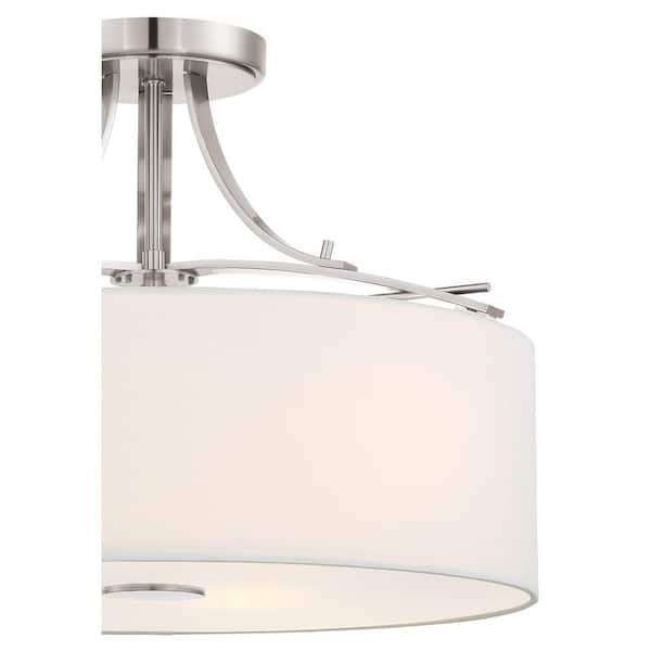 Poleis 3-Light Brushed Nickel Semi-Flush Mount Light