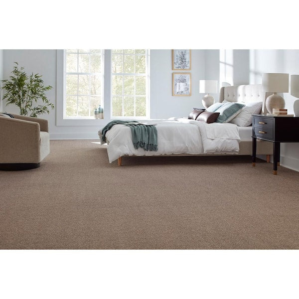 Still in Love I Lifetime Beige 39 oz. Blend Texture Installed Carpet