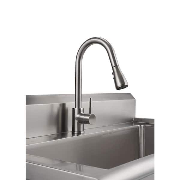 41.7 in. x 24 in. x 49.2 in. Stainless Steel Utility Sink with Pull out Faucet
