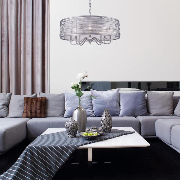 Amalya Collection 8-Light Peruvian Silver Chandelier