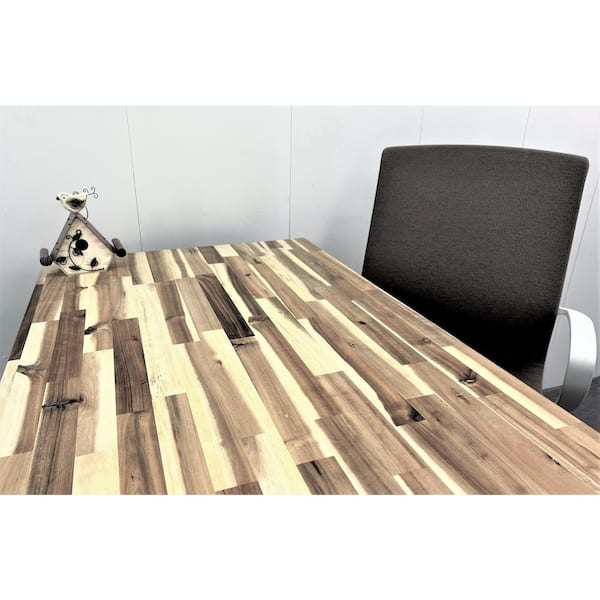 6 ft. L x 39 in. D Unfinished Acacia Solid Wood Butcher Block Island Countertop With Eased Edge