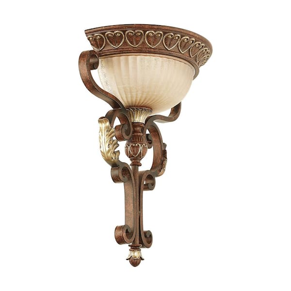 Villa Verona 1 Light Verona Bronze with Aged Gold Leaf Accents Wall Sconce