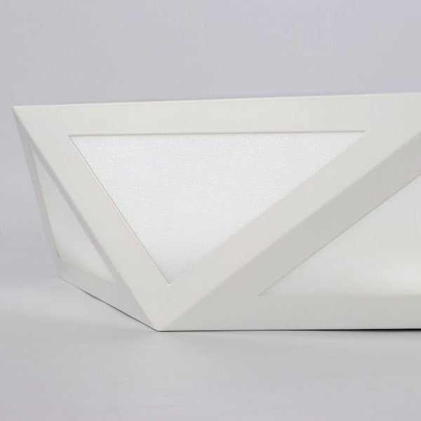 Modern 16 in. 1-Light White 3-Tone Light Ceiling Light Hollow Design Ceiling Lighting Integrated LED Flush Mount