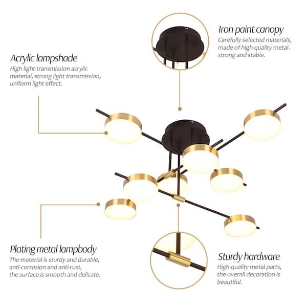 Modern and Contemporary 8-Light LED Semi-Flush Ceiling Lamp