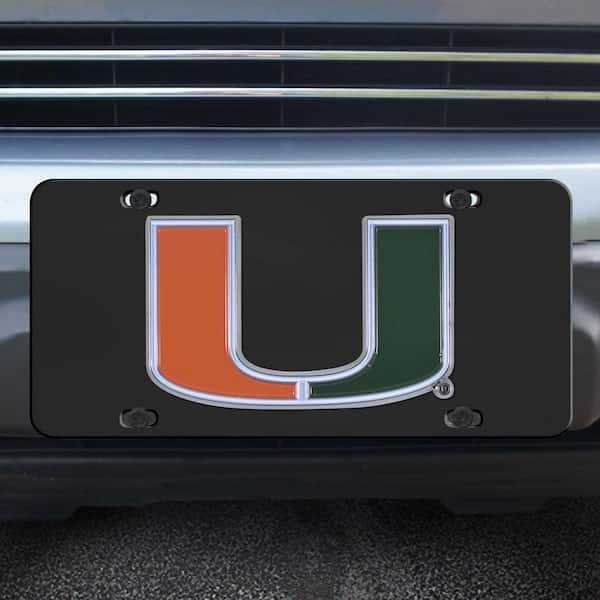 Miami Hurricanes 3D Black License Plate