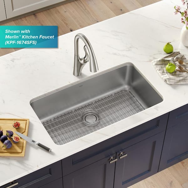 Dex 16-Gauge Stainless Steel 32.87 in. Single Bowl Undermount Kitchen Sink
