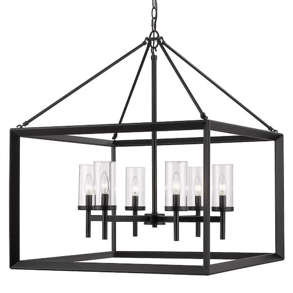 Smyth 6-Light Matte Black Chandelier with Glass Shade